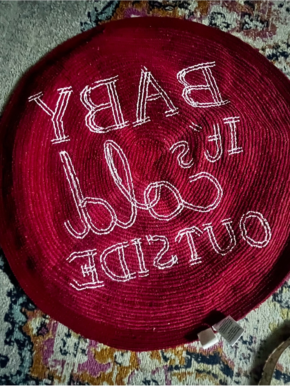 Canon red Round Bath Rug with White Script - Picture 13 of 13